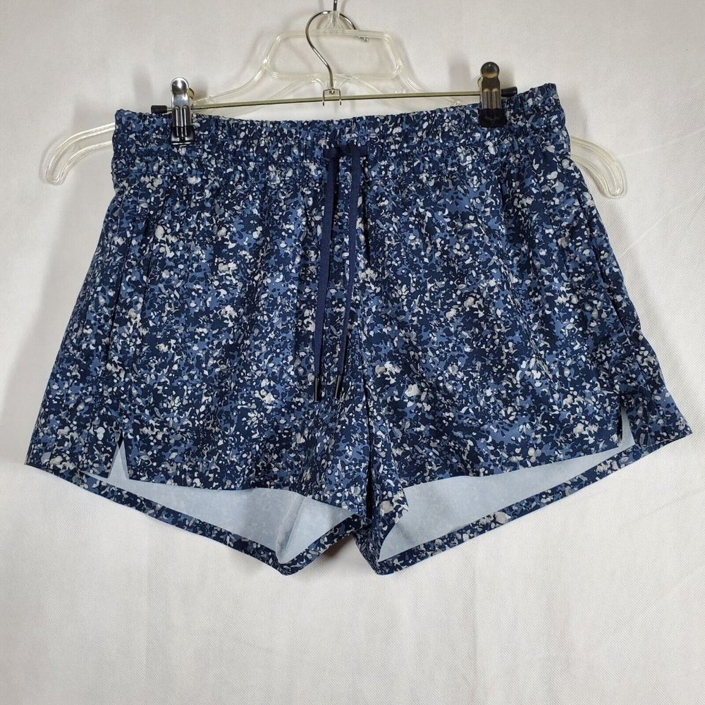 Athleta Shorts Gray Blue Speckled Drawstring Stretch Waist 4 Pockets Size 4